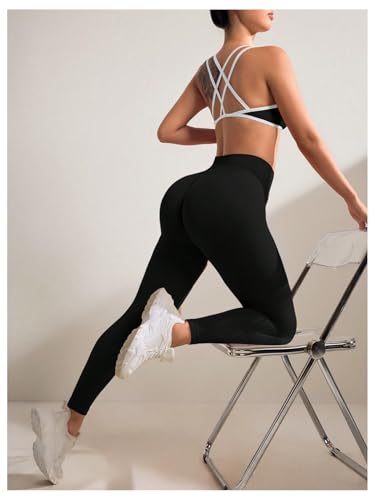 SHENHE Women's Seamless Workout Set Cross Back Sports Bra High Waist Leggings 2 Piece Tracksuit2