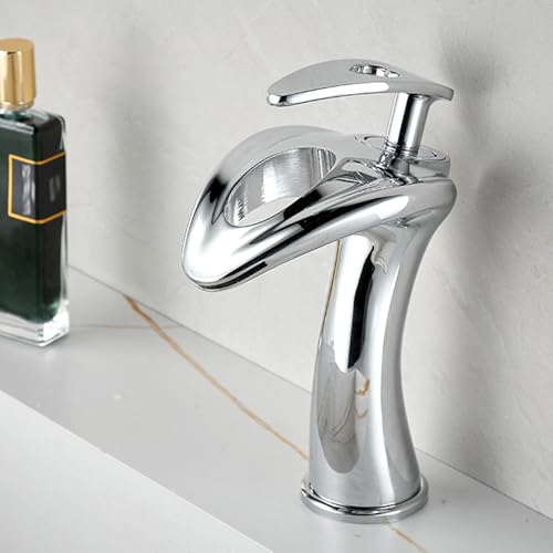 Robinet de lavabo cascade anti-éclaboussures avec mitigeur à poignée unique précis