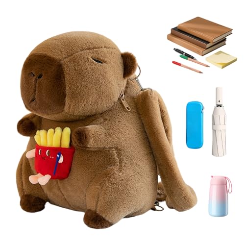 Mochila de pelúcia | Mochila macia para livros escolares | Mochila de pelúcia de animais de pelúcia macia | para crianças e aniversário, Batatas fritas, Refer to description