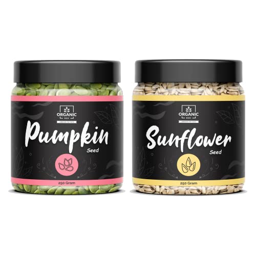 Image of Organic Box Raw Pumpkin Seeds - 250 gm Each, High Fiber + Sunflower Seeds | Surajmukhi Ke Beej Raw Sunflower Seeds for Eating (500 gm Pack of 2) - Diwali Gift Pack
