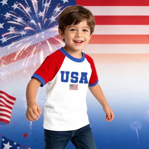 Image of 4th of July Shirts Toddler Boys Girls American Flag USA T-Shirt Kids Patriotic Tee Tops