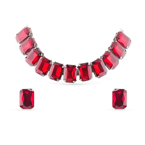 Image of Rubans Crystal Necklace Set Stylish Jewellery Gift for Women & Girls