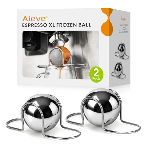 AIEVE XL Espresso Cooling Ball, 2 Pack Upgraded Large Coffee Chiller, Stainless Steel Chilling Ball Iced Coffee Accessories Espresso Accessories for Nespresso Breville Espresso Machine