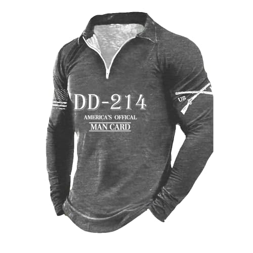 Dd 214 America's Official Man Card Printed Casual Sweatshirt Men Patriotic Tee