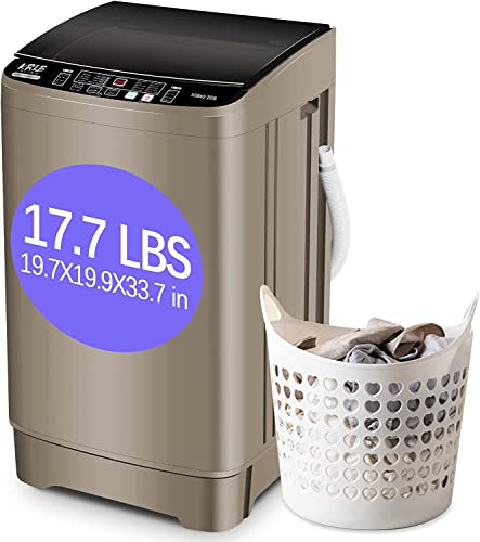 Image of KRIB BLING Full-Automatic Washing Machine with Drain Pump, 17.7 lbs Compact Washer, 10 Wash Program & 8 Water Level, Ideal for Apartment, Dorm, RV, Gold (KB02-GOLD6)