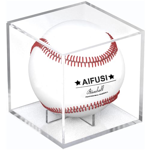 Baseball Display Case, UV Protected Acrylic Cube Baseball Holder Square Clear Box Memorabilia Display & Storage Sports Official Baseball Display Case - Autograph Display - Fits Official Size Ball
