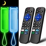 (Pack of 2) Replacement Remote for Roku TV with Soft Protective Silicone Cover(Glow in The Dark), Universal Remote for TCL/Hisense/Onn/Sharp/Element/Philips Roku Smart TV