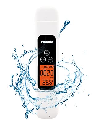 Inkbird TDS Meter 3-in-1 Digital Water Quality Tester with water splash effect.