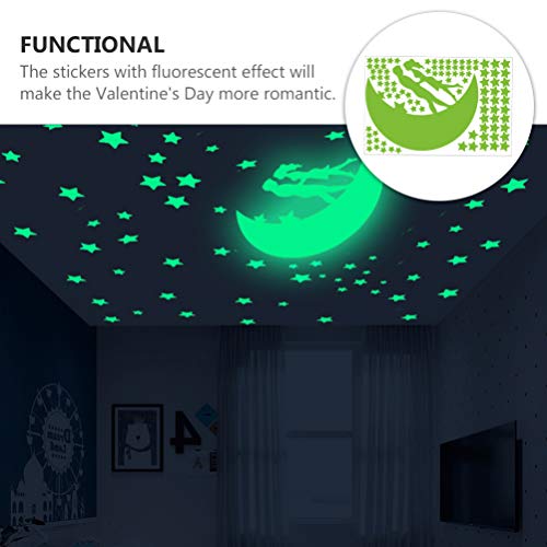 NUOBESTY 97 adesivos que brilham românticos para casais adesivos que brilham em estrelas, lua, adesi