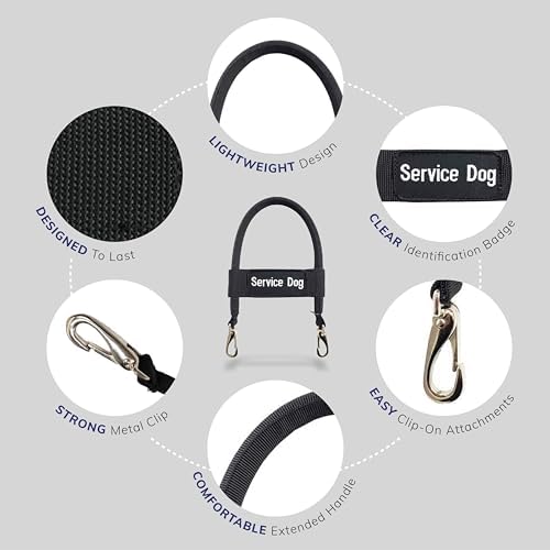 Activedogs 12" Nylon Clip-on Bridge Handle for Service Dog Vest & Harnesses w/Service Dog ID Band