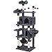 Topeakmart Cat Tree for Indoor Cats, 67in Cat Tower, Multi-Level Cat Play House with Condos & Scratching Posts & Hammock & Basket & Dangling Ball, Dark Gray