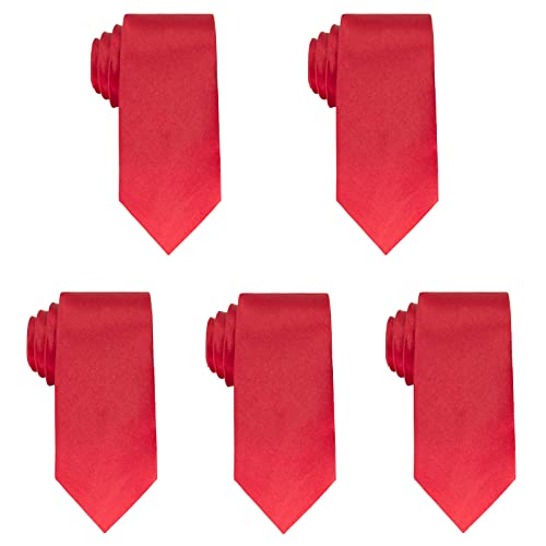 Image of Luckyvestir Mens Tie Solid Satin Neck Ties 3.15'' Formal Necktie for Wedding Business Christmas Father's Valentine's Day Gift