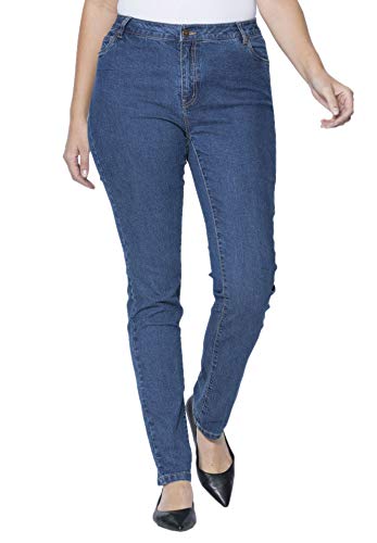Jessica London Women's Plus Size True Fit Stretch Denim Straight Leg Jean - 16, Medium Stonewash