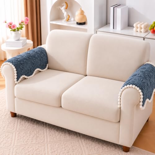 Image of House of Quirk Kinaara Luxury Chenille Sofa Mat 2 Pcs Armrest - Grey