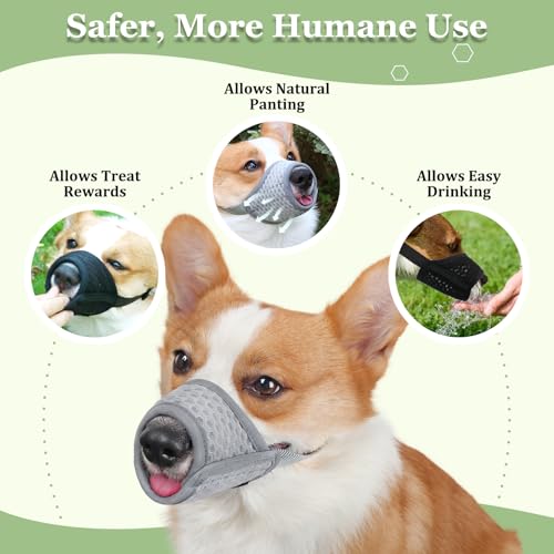 Mayerzon Dog Muzzle, Puppy Soft Mesh Muzzle for Small Medium Large Dogs Chihuahua Poodles Beagle Dachshund Corgis Labrador for Biting Chewing Grooming that Allows Panting Drinking(M, Grey) by Mayerzon - Image 5