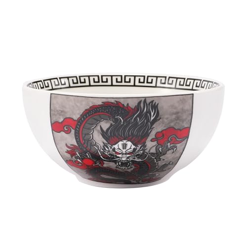 Hagary Dragon Rice Bowl Ceramic Bowl Japanese Korean Soup Bowl Pasta Salad Dessert Small Serving...