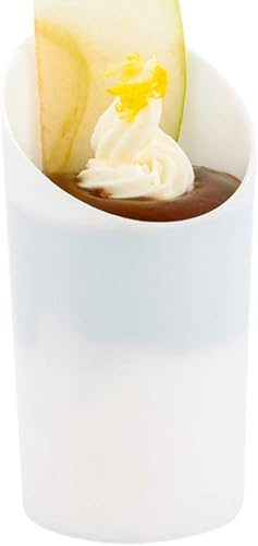 Restaurantware Vasos de chupito de 3 onzas, 20 tazas redondas inclinadas, con acabado blanco, vasos de chupito de plástico desechables para servir