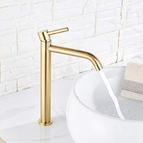 Robinet doré monotrou mitigeur eau chaude et froide pour rénovation lavabo
