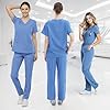 RAYGARD Scrubs Set for Women - V-Neck Medical Top & Cargo Pants with Multi Pockets, Soft & Comfortable Workwear in Ceil Blue, Size Extra Large #1