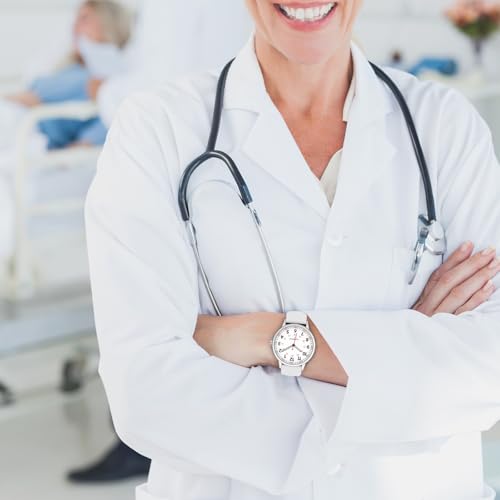 TWOPTION ナースウォッチ レディース 防水 アナログ シリコンウォッチ 秒針付き 看護学校 医療学生 必需品, ホワイト, プロフェッショナルでファッショナブル。