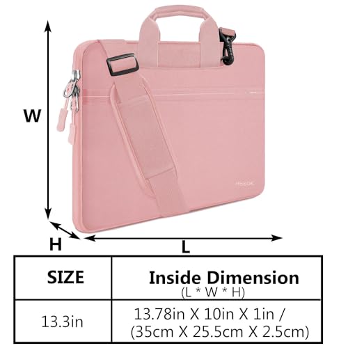 Image of Hseok Laptop Shoulder Bag 13 13.3 14 Inch Case Compatible with MacBook Pro /Neo 14 inch M5 /M4 /M3 /M2 /M1,Mac Air /pro /Neo 13 inch and Most 13 13.3 14 Notebooks,Spill-Resistant Briefcase,Pink