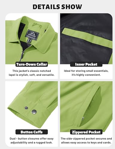 Image of TACVASEN Mens Lightweight Windbreaker Full Zip Up Laydown Collar Jackets Light Casual Coat with Zip Pockets