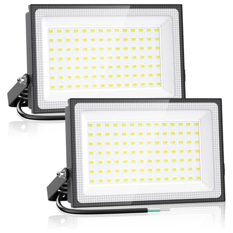 Onforu 100W LED Flood Light Outdoor, 8900LM Security Lights, IP66 Waterproof Outdoor LED Lights, 6500K Daylight White Floodlight for Garage Yard Garden Stadium Playground Arena(2 Pack) Cover