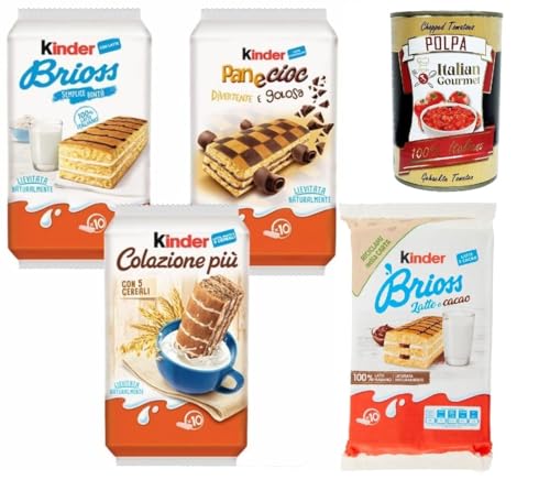 Italian Gourmet Assortiment Gâteaux Kinder Petit-Déjeuner – Brioss, Panecioc & Colazione Più – Snacks Moelleux au Lait, Cacao et Céréales – Lot...