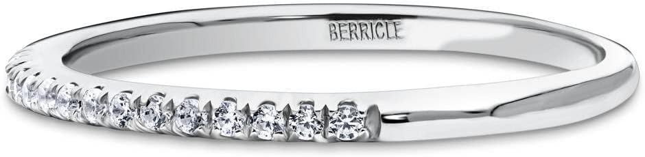 BERRICLE Sterling Silver Wedding Rings Stackable Half Eternity Band Ring for Women, Micro Pave Set Round Cut Cubic Zirconia CZ