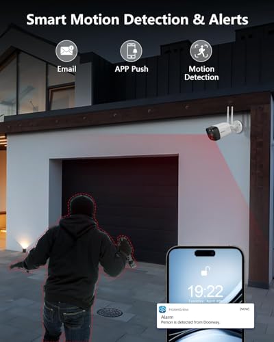 Image of (2026 Update) Wireless WiFi Outdoor Security Camera System with Dual Antenna Cameras, 55% Stronger Signal, 130 Wide Angle, 2-Way Audio, No Monthly Fee, Home NVR Security System