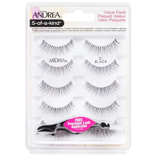 Andrea Fake Eyelashes Multi-Pack with Applicator, 21mm - Natural Look Lashes for Eye Makeup, Dramatic & Lightweight False Eyelashes, 1 Pack