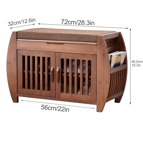 Banc de rangement à chaussures en bambou avec coussin confortable EntrywayRack - 3