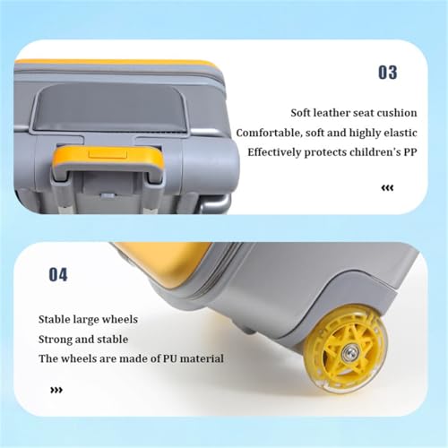 2-in-1 Children's Ride-On Suitcase, 20 Inch Hardside Carry on Luggage,Case & Baby Stroller,Expandable Luggage,Foldable and Rideable Suitcase,for Toddler Baby Travel Flight,Black4