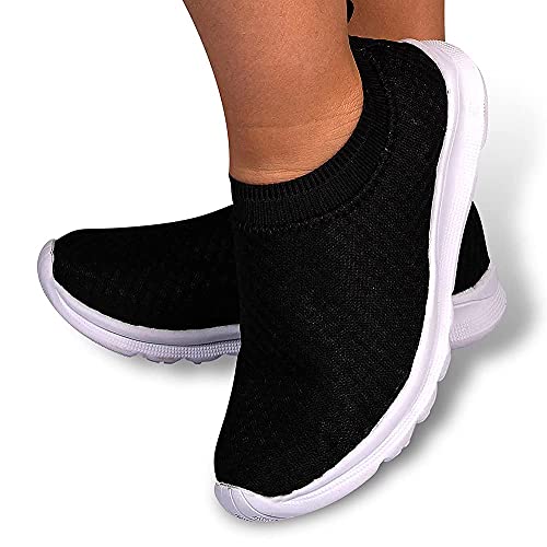 Tênis Infantil Meia Elástico Leve Fácil Calçar Eleganteria Tamanho:31;Cor:Preto