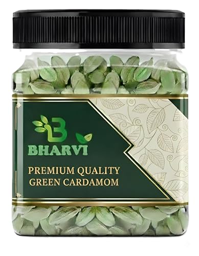 Image of Bharvi Green Cardamom, Whole Spice Pods, Natural Aromatic Elaichi for Cooking, Tea, Baking and Desserts (50GRAMS)