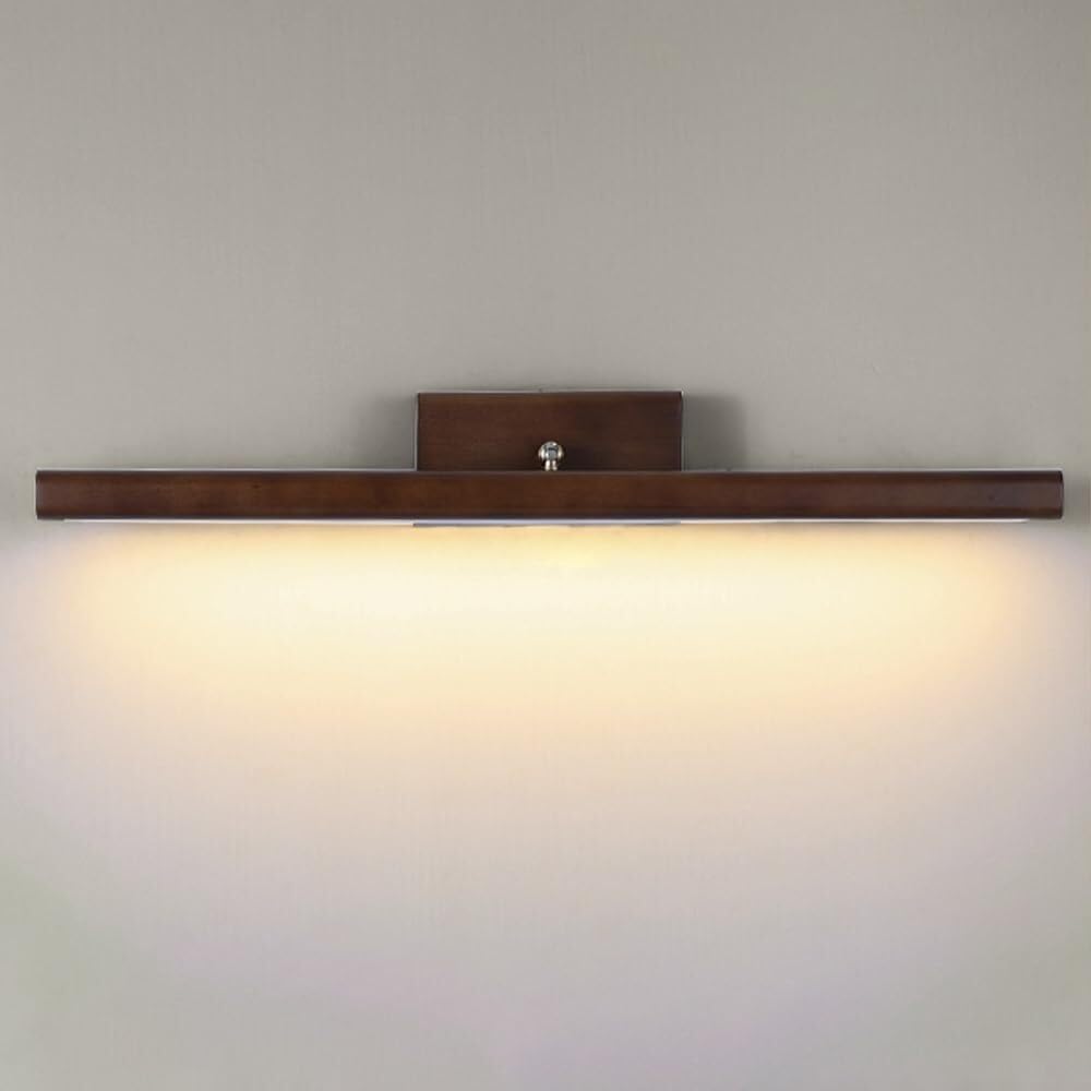 Lampada da Specchio Bagno Vintage Lampade da specchio da bagno lineari a LED dimmerabili, luci da toeletta in legno for bagno sopra lo specchio, applique da parete rustica da fattoria for armadietti,