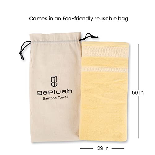 Image of Zero Twist Bamboo Towels for Bath | Ultra Soft, Highly Absorbent, Quick Dry, Anti Bacterial Bamboo Bath Towel for Men & Women || 450 GSM, 29 x 59 Inches (2, Yellow)