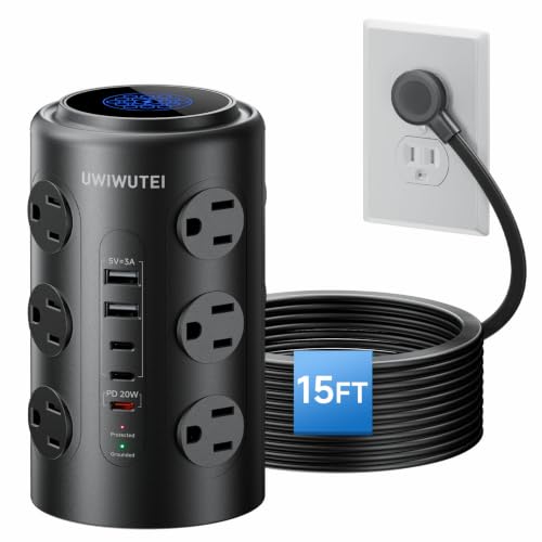 Image of 15FT Tower Power Strip with Dedicated 20W PD USB-C Port