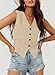 Dokotoo Women's Suit Vest Tops 2026 Dressy Casual Business Button Sleeveless Trendy Fashion Waistcoat Vests with Pocekts Apricot Large
