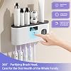 Toothbrush Holders for Bathrooms,Toothpaste Dispenser Wall Mounted,Electric Toothbrush Holders with Solar Charging, Smart Drying Toothbrush Cleaner,Toothbrush Organizer with 5 Brush Slots