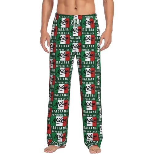Milan, Italie Pantalon de pyjama pour homme Pantalon de nuit avec poches Taille élastique Confortable Doux Cadeaux pour hommes, blanc, M