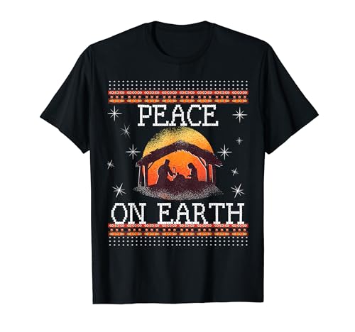 Peace On Earth Nativity Baby Jesus Christmas Sweater Jumper T-Shirt