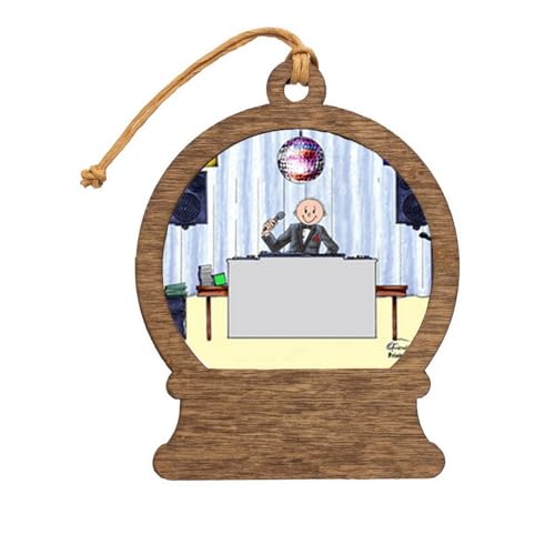 PrintedPerfection.com Personalized Disc Jockey/MC - Male Wooden Snow Globe Shaped Christmas Ornament