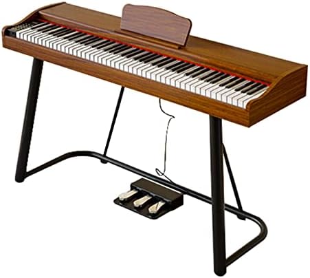 88 Key Digital Piano Keyboard Electric Piano with Sustain Pedal and Piano Stand Supports MIDI USB Audio Mic and Headphones Classic Keyboard Piano for Adults Children and Beginners (Color : Brown)
