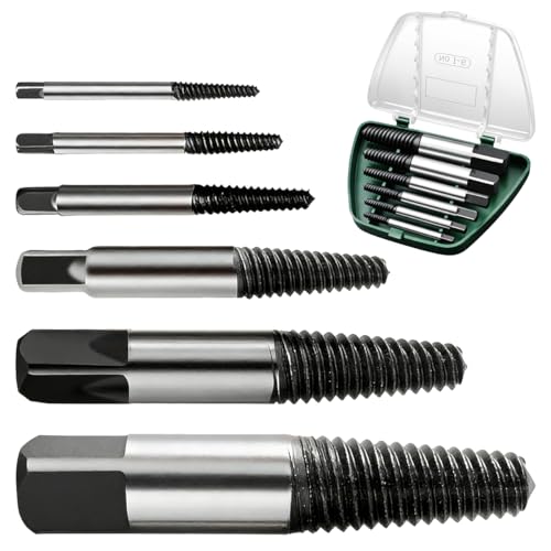 Extracteur de Vis Professionnel, 6 Pièces Extracteur de Vis Cassée M3-M25 Tourne a Gauche Extracteurs avec Boîtier de Rangement pour Réparation et...
