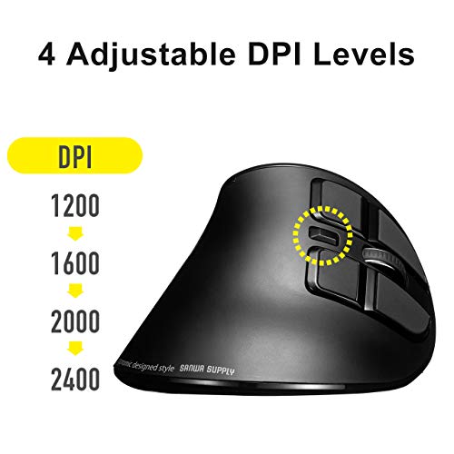 Sanwa Dual Mode (Bluetooth 5.0 + 2.4G Wireless) Ergonomic Mouse With Display, Rechargeable Vertical Mice, 5 Programmable Buttons, Adjustable Dpi, Compatible With Macbook, Windows, Macos, Ipad, Android #TOP5