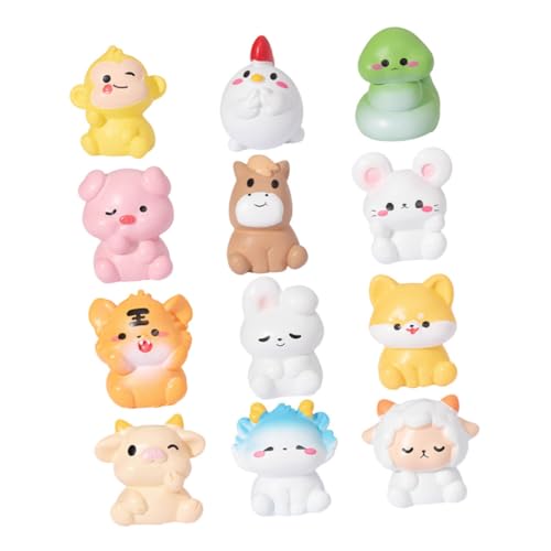 ibasenice 12 Pièces Miniatures Animaux Résine pour Jardin Miniature Décorations de Micro-paysages Figurines Animaux pour Pots de Fleurs Accessoires de Jardin Trois Dimensions