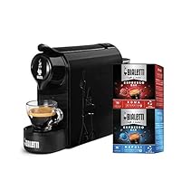 Bialetti Gioia, Macchina Caffè Espresso Incluse 32 Capsule, Funziona esclusivamente con Capsule, Nero