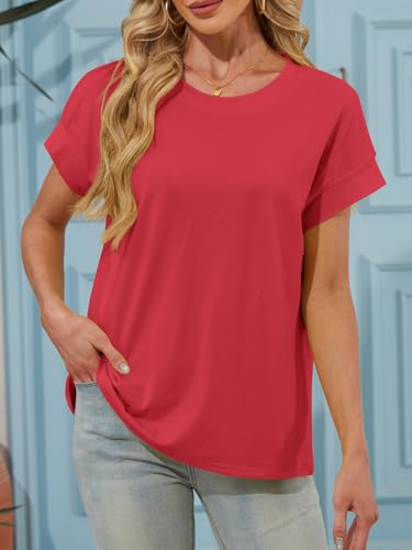 ZDC Women's Cap Sleeve Tank Tops Summer Crew Neck T Shirts Basic Loose Fit Solid Tee4