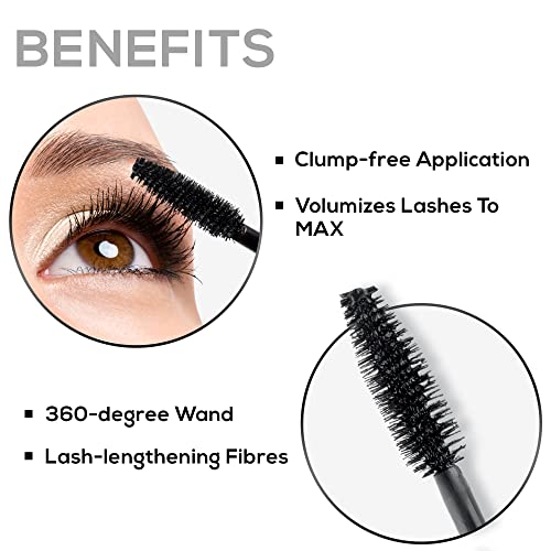 RENEE Volumax Mascara Black 10ml | Quick Dry, Waterproof, Long Lasting Weightless Formula | Volumizes, Lengthens & Conditions the Lashes With Intense Color | 360 - Degree Wand... - Image 2